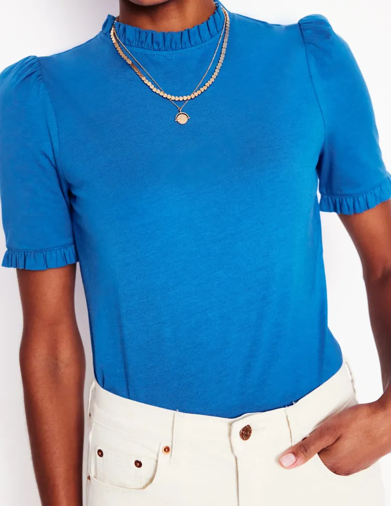 Nachtwäsche & Schlafanzüge | T-shirts & Tops | Boden Superweiches T-Shirt mit Rüschendetail- Galerie-Blau