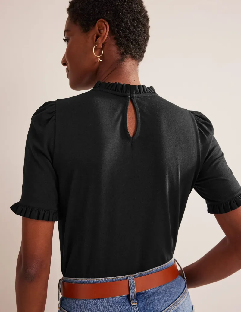 Nachtwäsche & Schlafanzüge | T-shirts & Tops | Boden Superweiches T-Shirt mit Rüschendetail- Schwarz