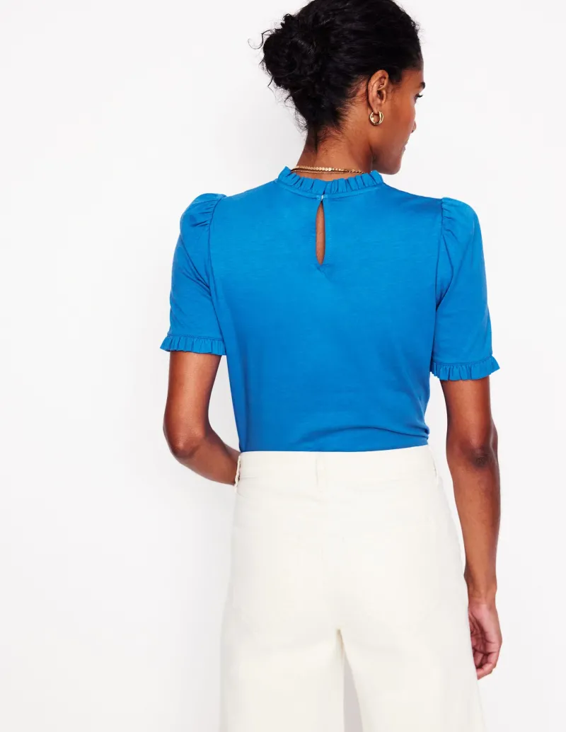 Nachtwäsche & Schlafanzüge | T-shirts & Tops | Boden Superweiches T-Shirt mit Rüschendetail- Galerie-Blau