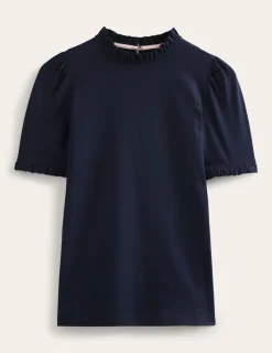 Nachtwäsche & Schlafanzüge | T-shirts & Tops | Boden Superweiches T-Shirt mit Rüschendetail-Aqua Marine Marl AquaMarineMarl