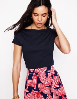 Nachtwäsche & Schlafanzüge | T-shirts & Tops | Boden Superweiches T-Shirt mit U-Boot-Ausschnitt-Aqua Marine Marl AquaMarineMarl