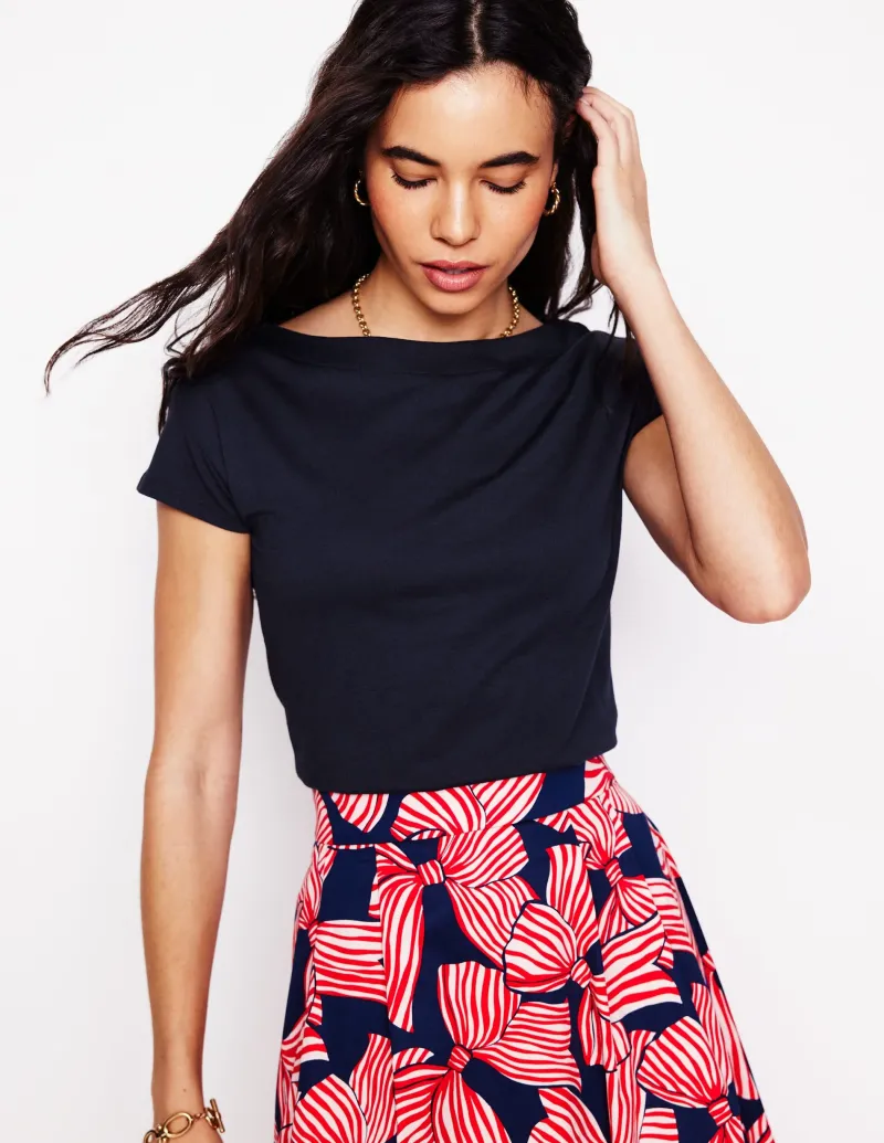 Nachtwäsche & Schlafanzüge | T-shirts & Tops | Boden Superweiches T-Shirt mit U-Boot-Ausschnitt-Aqua Marine Marl AquaMarineMarl