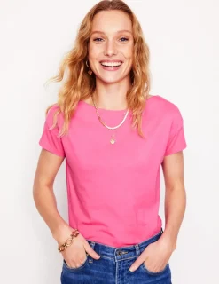 Oberteile | T-shirts & Tops | Boden Superweiches T-Shirt mit U-Boot-Ausschnitt- Rosa
