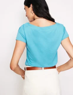 Oberteile | T-shirts & Tops | Boden Superweiches T-Shirt mit U-Boot-Ausschnitt-Blau Gras BlauGras
