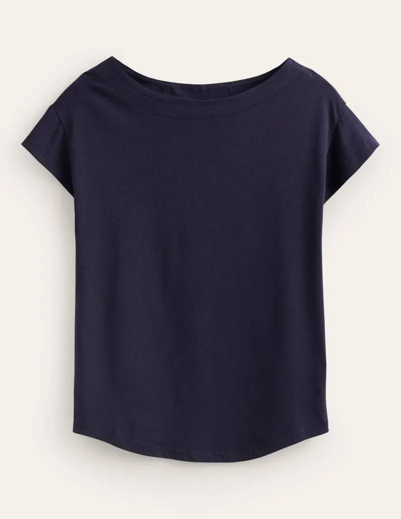 Nachtwäsche & Schlafanzüge | T-shirts & Tops | Boden Superweiches T-Shirt mit U-Boot-Ausschnitt-Aqua Marine Marl AquaMarineMarl