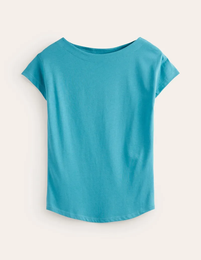 Oberteile | T-shirts & Tops | Boden Superweiches T-Shirt mit U-Boot-Ausschnitt-Blau Gras BlauGras