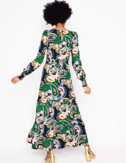 Kleider & Jumpsuits | Midi | Boden Tabitha Gestuftes Jerseykleid-Grün, Botanik-Paisley Grün,Botanik-Paisley