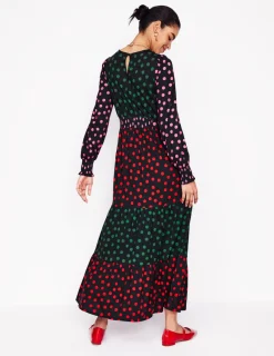 Kleider & Jumpsuits | Midi | Boden Tabitha Gestuftes Jerseykleid-Bunt, Abstrakte Punkte Bunt,AbstraktePunkte