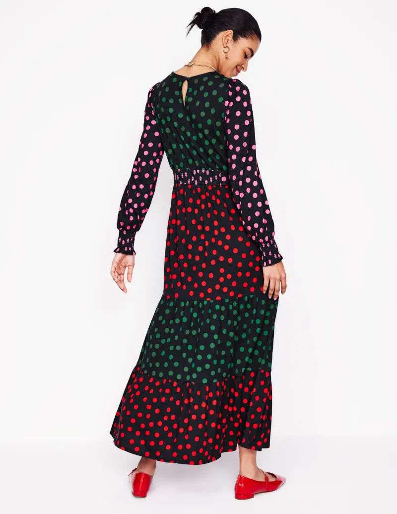 Kleider & Jumpsuits | Midi | Boden Tabitha Gestuftes Jerseykleid-Bunt, Abstrakte Punkte Bunt,AbstraktePunkte