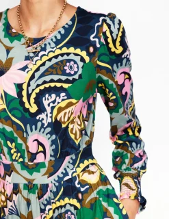 Kleider & Jumpsuits | Midi | Boden Tabitha Gestuftes Jerseykleid-Grün, Botanik-Paisley Grün,Botanik-Paisley