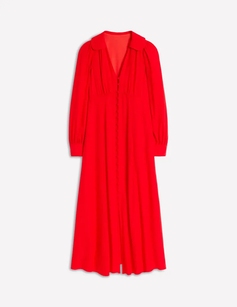 Kleider & Jumpsuits | Midi | Boden Teekleid mit Muschelkragen- Mohnblumenrot
