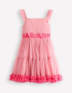 Kleider | Boden Tüllkleid mit Rüschensaum- Vintage-Rosa