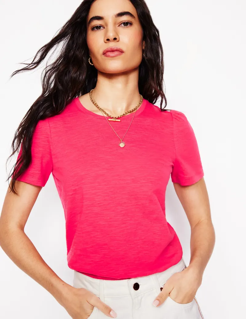 Nachtwäsche & Schlafanzüge | T-shirts & Tops | Boden T-Shirt aus Baumwolle mit Puffärmeln- Kamelienrosa