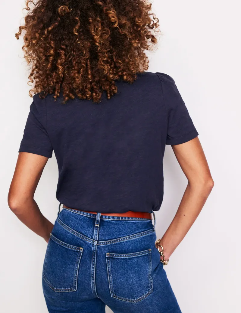 Nachtwäsche & Schlafanzüge | T-shirts & Tops | Boden T-Shirt aus Baumwolle mit Puffärmeln-Aqua Marine Marl AquaMarineMarl