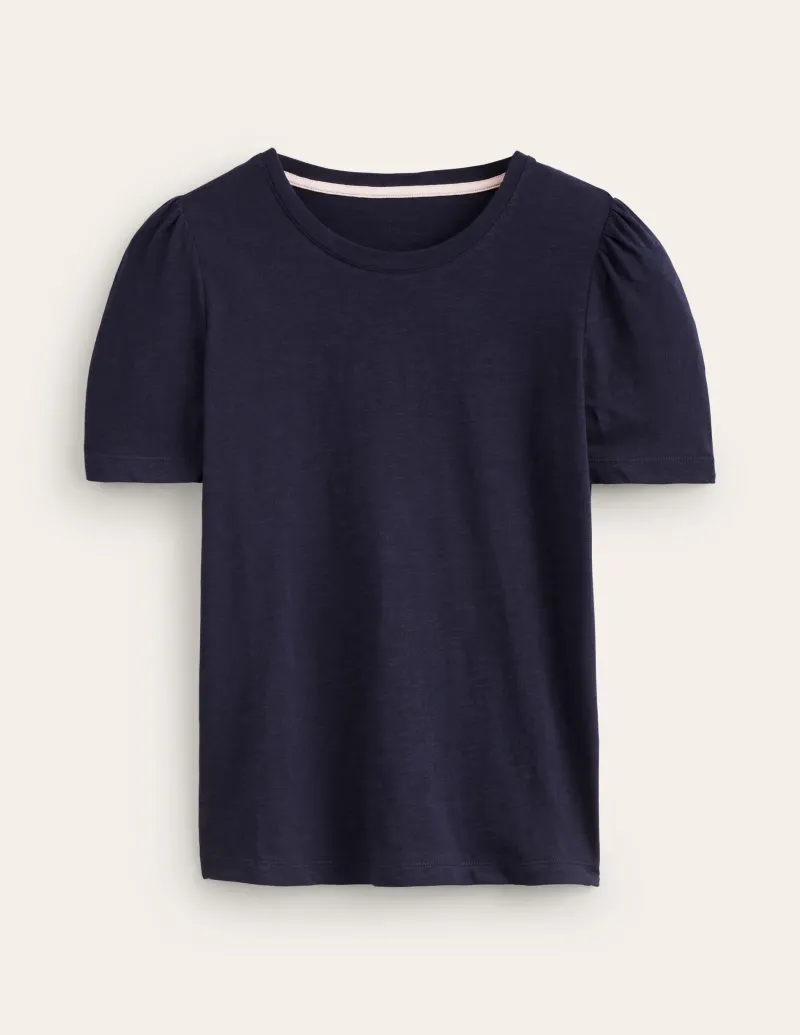 Nachtwäsche & Schlafanzüge | T-shirts & Tops | Boden T-Shirt aus Baumwolle mit Puffärmeln-Aqua Marine Marl AquaMarineMarl