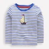 Oberteile & T-shirts | Boden T-Shirt mit Applikation für Jungen-Naturweiß und Blaureiher Streifen NaturweißundBlaureiherStreifen
