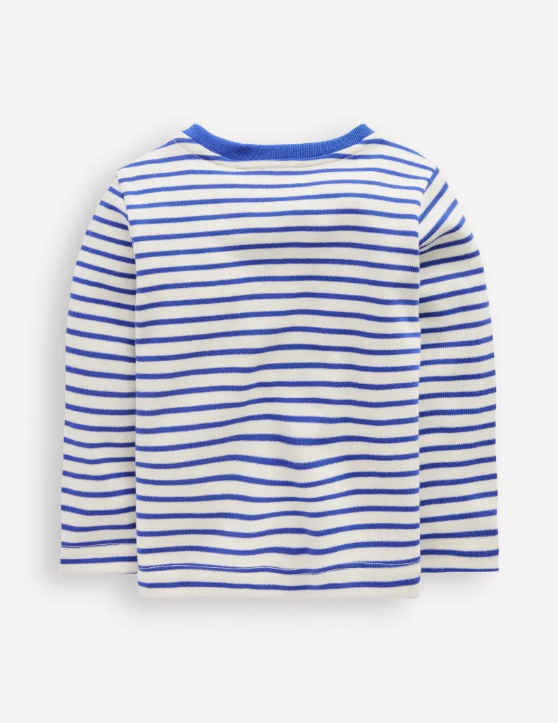 Oberteile & T-shirts | Boden T-Shirt mit Applikation für Jungen-Naturweiß und Blaureiher Streifen NaturweißundBlaureiherStreifen