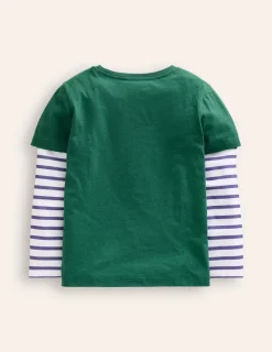 Oberteile & T-shirts | Boden T-Shirt mit Applikation im Lagenlook-Schmucksteingrün Festliche Tiere SchmucksteingrünFestlicheTiere