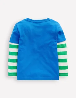 Oberteile & T-shirts | Boden T-Shirt mit Applikation im Lagenlook-Eisvogelblau Pferd EisvogelblauPferd