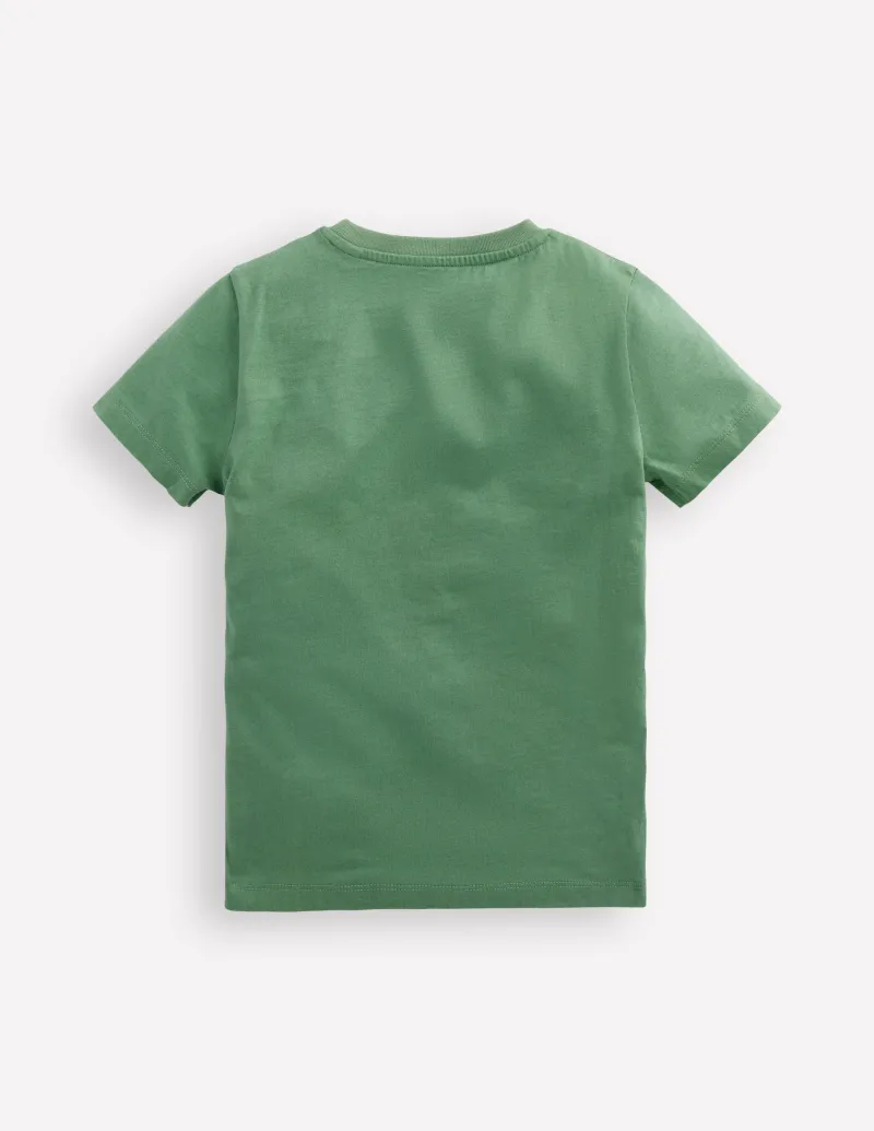 Oberteile & T-shirts | Boden T-Shirt mit Applikation und Reißverschlussdetail-Krötengrün Dinosaurier KrötengrünDinosaurier