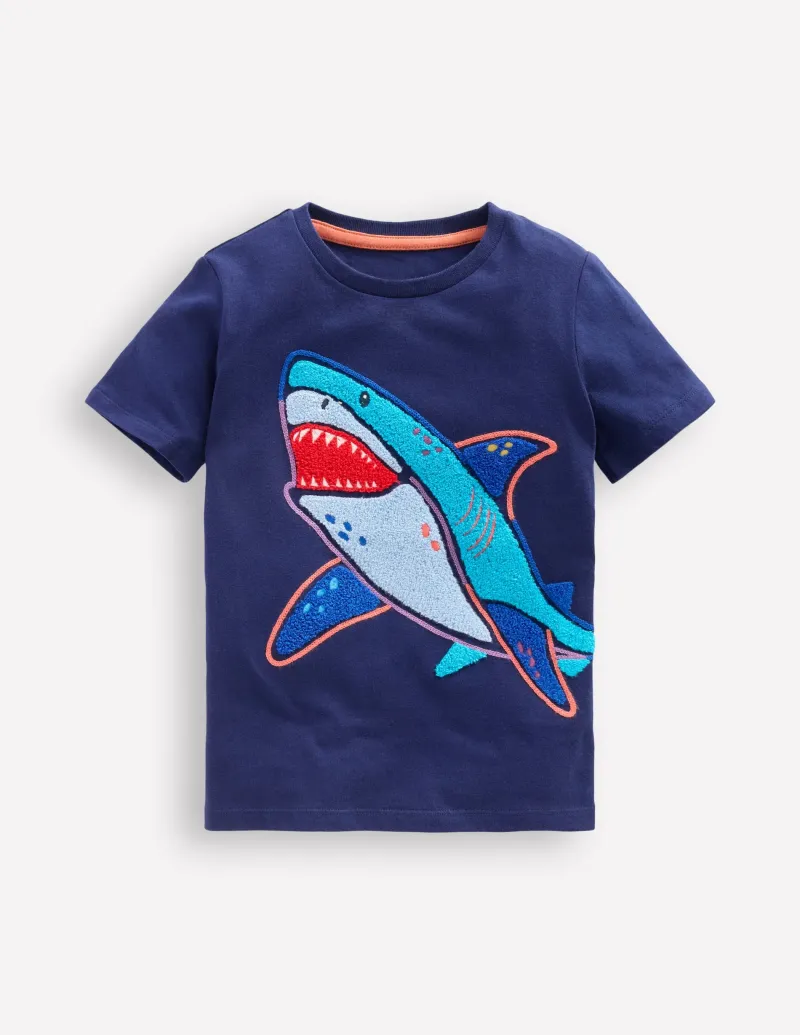 Oberteile & T-shirts | Boden T-Shirt mit Kreuzstich-Mittelalterliches Blau Hai MittelalterlichesBlauHai