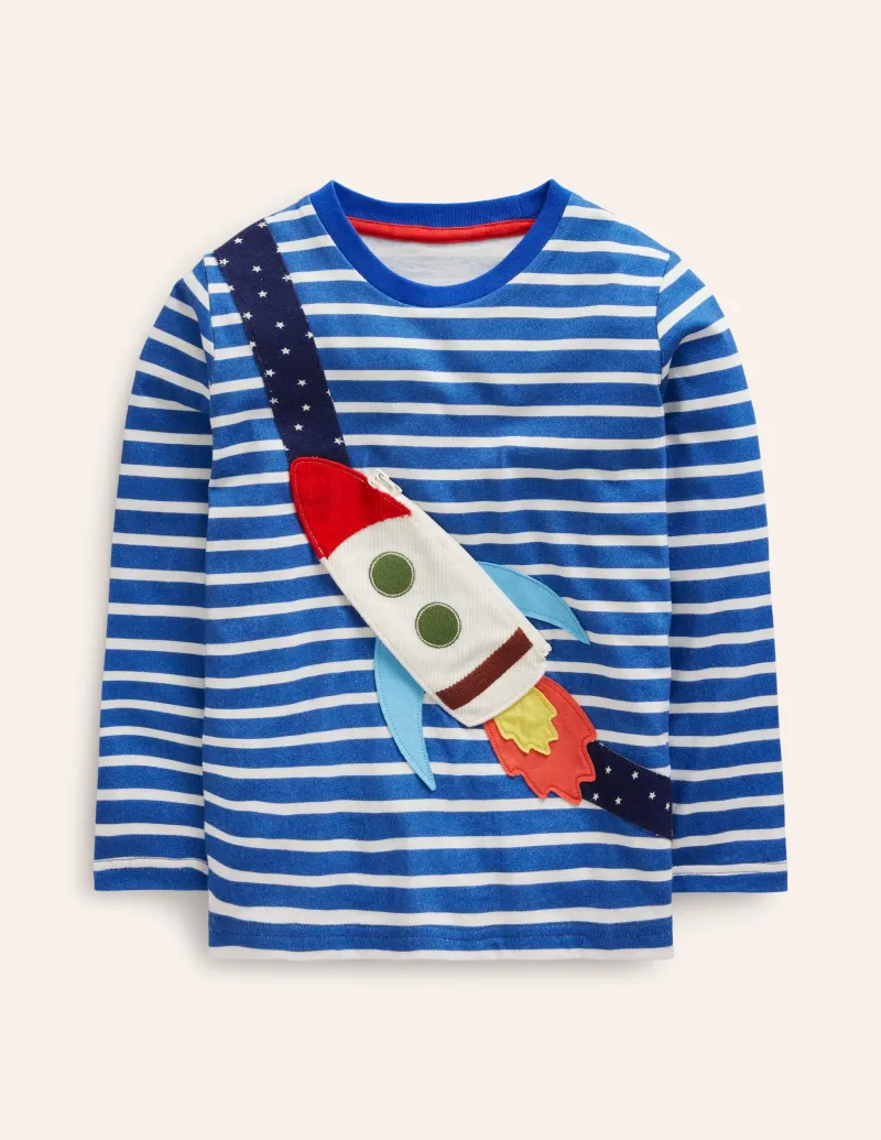 Oberteile & T-shirts | Boden T-Shirt mit originellem Taschenaufdruck-Delfter Blau und Naturweiß Streifen DelfterBlauundNaturweißStreifen