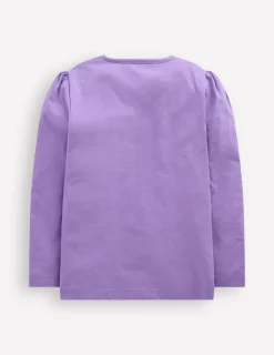 Oberteile & T-shirts | Boden T-Shirt mit Puffärmeln und Applikation-Asternlila Blumen Katzen AsternlilaBlumenKatzen