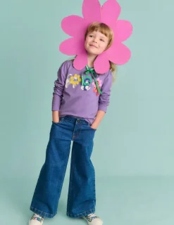 Oberteile & T-shirts | Boden T-Shirt mit Puffärmeln und Applikation-Asternlila Blumen Katzen AsternlilaBlumenKatzen