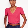 Nachtwäsche & Schlafanzüge | T-shirts & Tops | Boden T-Shirt mit V-Ausschnitt- Kamelienrosa