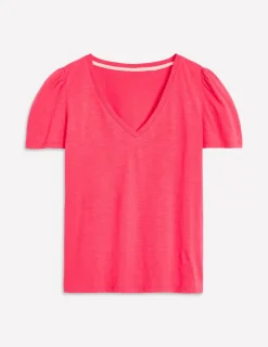 Nachtwäsche & Schlafanzüge | T-shirts & Tops | Boden T-Shirt mit V-Ausschnitt- Kamelienrosa