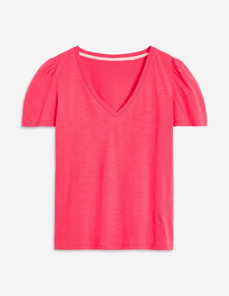 Nachtwäsche & Schlafanzüge | T-shirts & Tops | Boden T-Shirt mit V-Ausschnitt- Kamelienrosa
