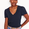 Nachtwäsche & Schlafanzüge | T-shirts & Tops | Boden T-Shirt mit V-Ausschnitt- Marineblaue