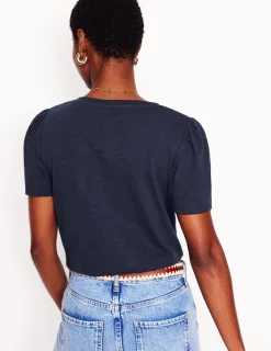 Nachtwäsche & Schlafanzüge | T-shirts & Tops | Boden T-Shirt mit V-Ausschnitt- Marineblaue