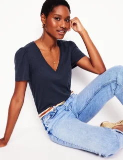 Nachtwäsche & Schlafanzüge | T-shirts & Tops | Boden T-Shirt mit V-Ausschnitt- Marineblaue