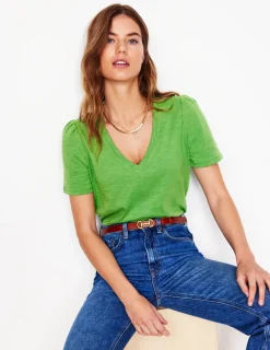 Nachtwäsche & Schlafanzüge | T-shirts & Tops | Boden T-Shirt mit V-Ausschnitt- Paradiesgrün