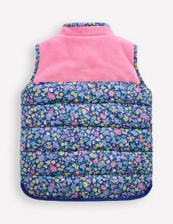 Mäntel & Jacken | Boden Weste aus Borg-Mix und Kragen-Saphirblau Nautisches Blumenmuster SaphirblauNautischesBlumenmuster