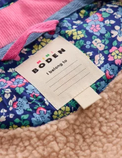 Mäntel & Jacken | Boden Weste aus Borg-Mix und Kragen-Saphirblau Nautisches Blumenmuster SaphirblauNautischesBlumenmuster