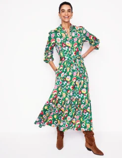 Kleider & Jumpsuits | Midi | Boden Willow Gestuftes Jerseykleid-Waldgras, Blühende Rebe Waldgras,BlühendeRebe