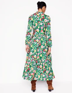 Kleider & Jumpsuits | Midi | Boden Willow Gestuftes Jerseykleid-Waldgras, Blühende Rebe Waldgras,BlühendeRebe