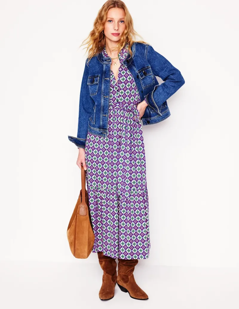 Kleider & Jumpsuits | Midi | Boden Willow Gestuftes Jerseykleid-Bunt, Marokkanischer Diamant Bunt,MarokkanischerDiamant