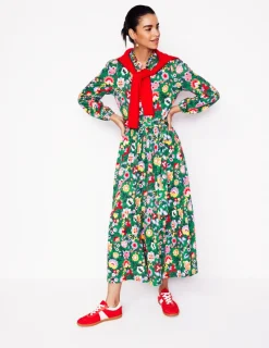 Kleider & Jumpsuits | Midi | Boden Willow Gestuftes Jerseykleid-Waldgras, Blühende Rebe Waldgras,BlühendeRebe