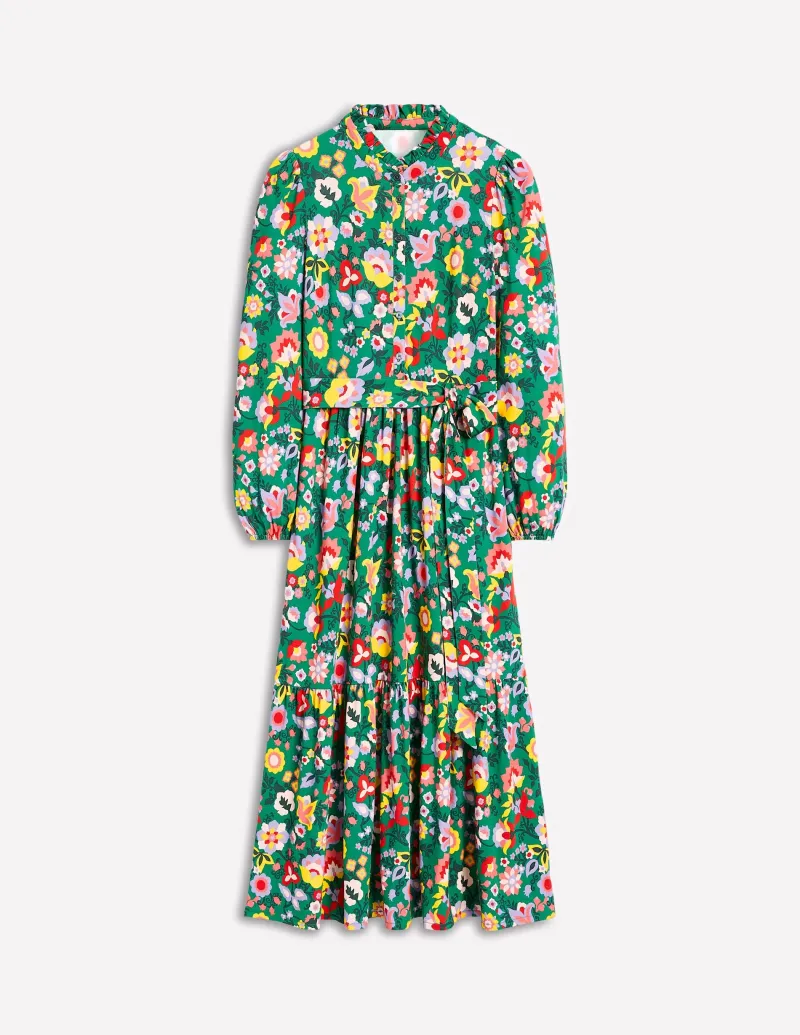 Kleider & Jumpsuits | Midi | Boden Willow Gestuftes Jerseykleid-Waldgras, Blühende Rebe Waldgras,BlühendeRebe